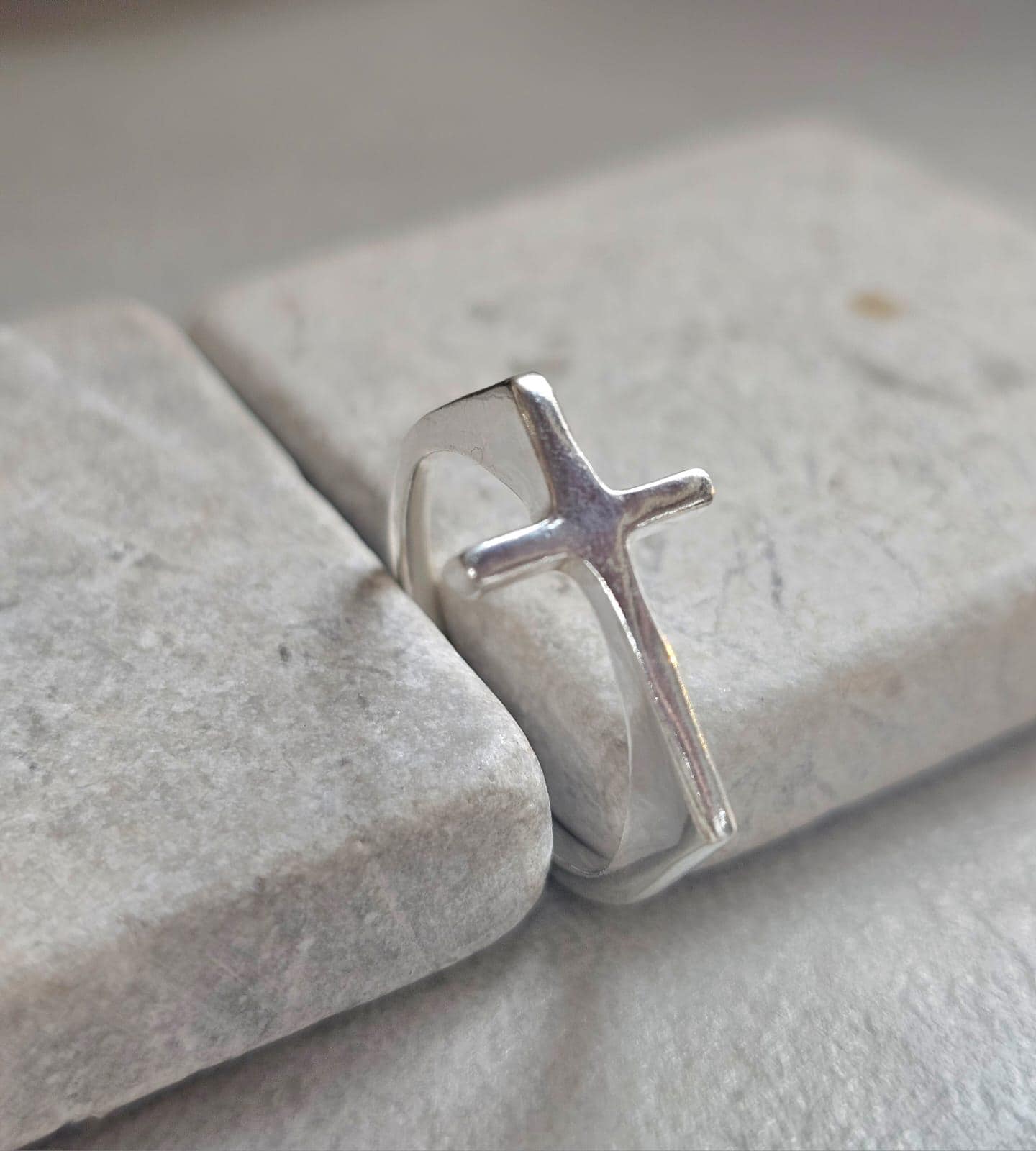 Silver Plated Cross Ring, Adjustable Christian Ring, Minimalist Jesus Cross Ring, Religious Faith Ring, Hypoallergenic Christian Jewellery G