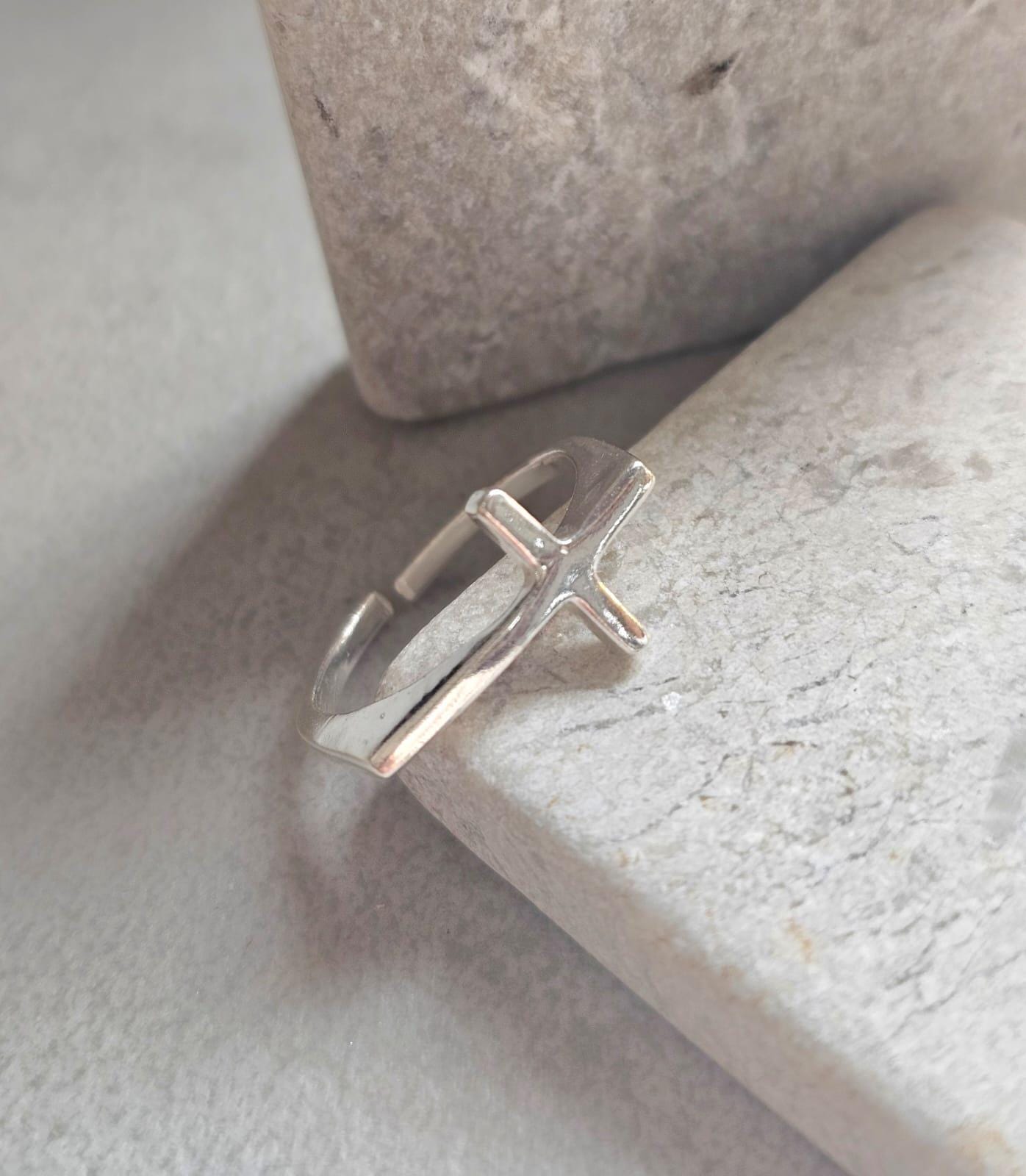 Silver Plated Cross Ring, Adjustable Christian Ring, Minimalist Jesus Cross Ring, Religious Faith Ring, Hypoallergenic Christian Jewellery G