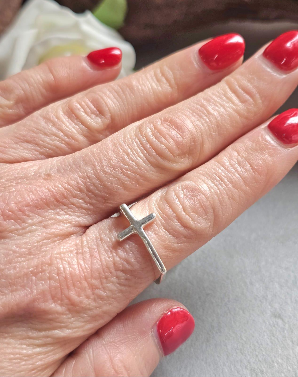 Silver Plated Cross Ring, Adjustable Christian Ring, Minimalist Jesus Cross Ring, Religious Faith Ring, Hypoallergenic Christian Jewellery G
