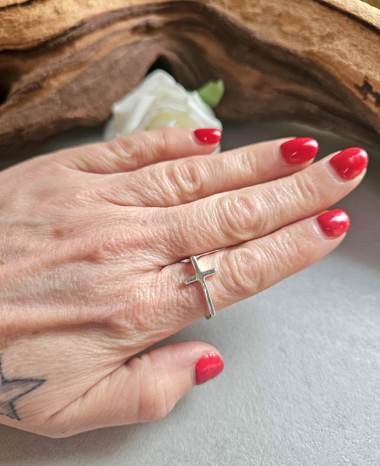 Silver Plated Cross Ring, Adjustable Christian Ring, Minimalist Jesus Cross Ring, Religious Faith Ring, Hypoallergenic Christian Jewellery G