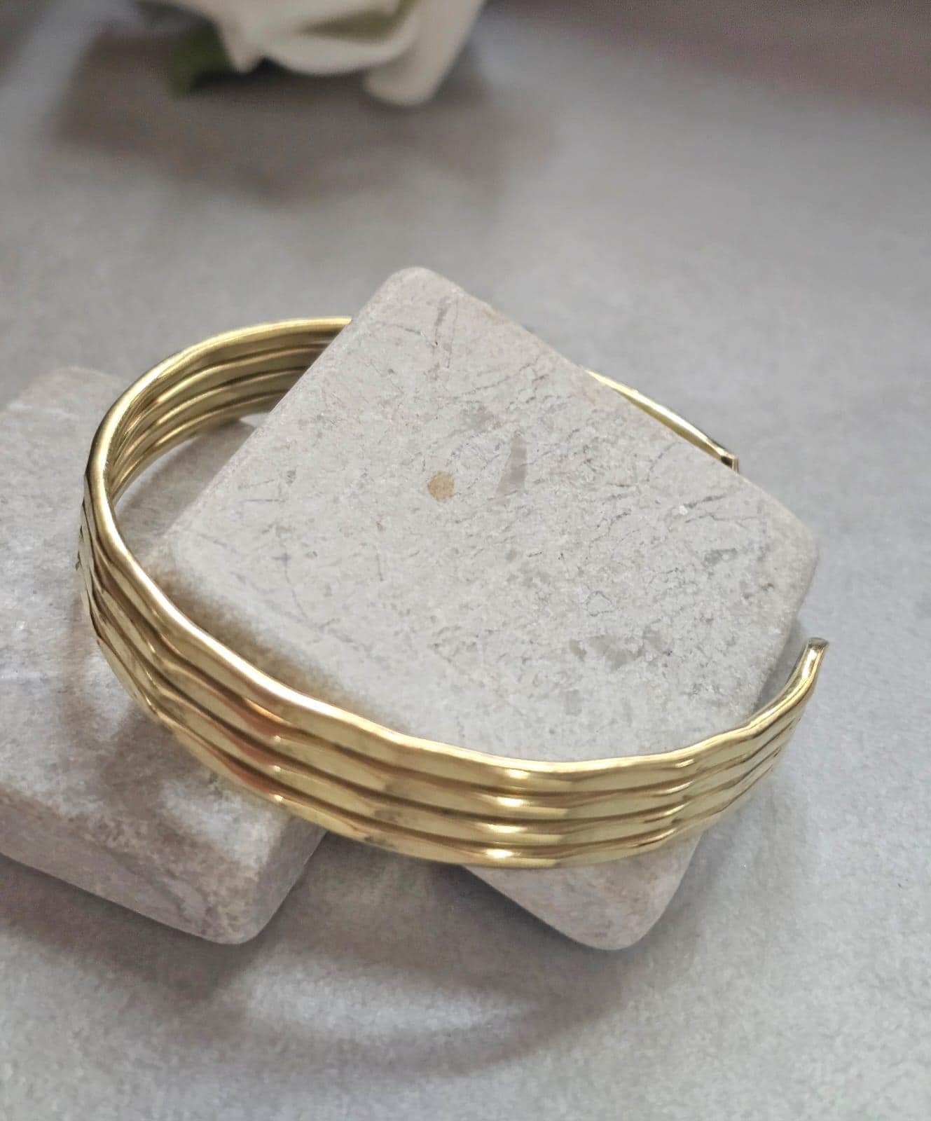 Raw Brass Cuff Bracelet, Minimalist Gold Cuff, Adjustable Open Bangle, Layered Stack Bracelet, Boho Jewelry, Gift for Her