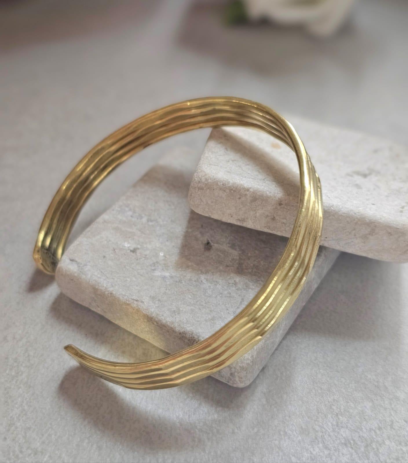 Raw Brass Cuff Bracelet, Minimalist Gold Cuff, Adjustable Open Bangle, Layered Stack Bracelet, Boho Jewelry, Gift for Her