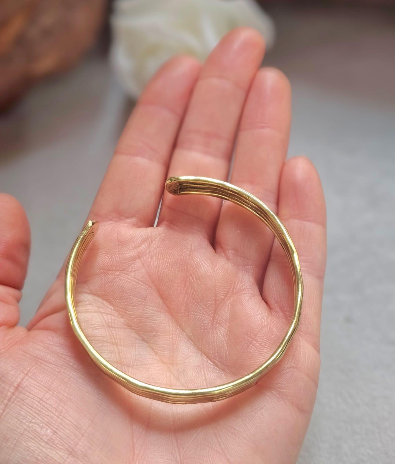 Raw Brass Cuff Bracelet, Minimalist Gold Cuff, Adjustable Open Bangle, Layered Stack Bracelet, Boho Jewelry, Gift for Her
