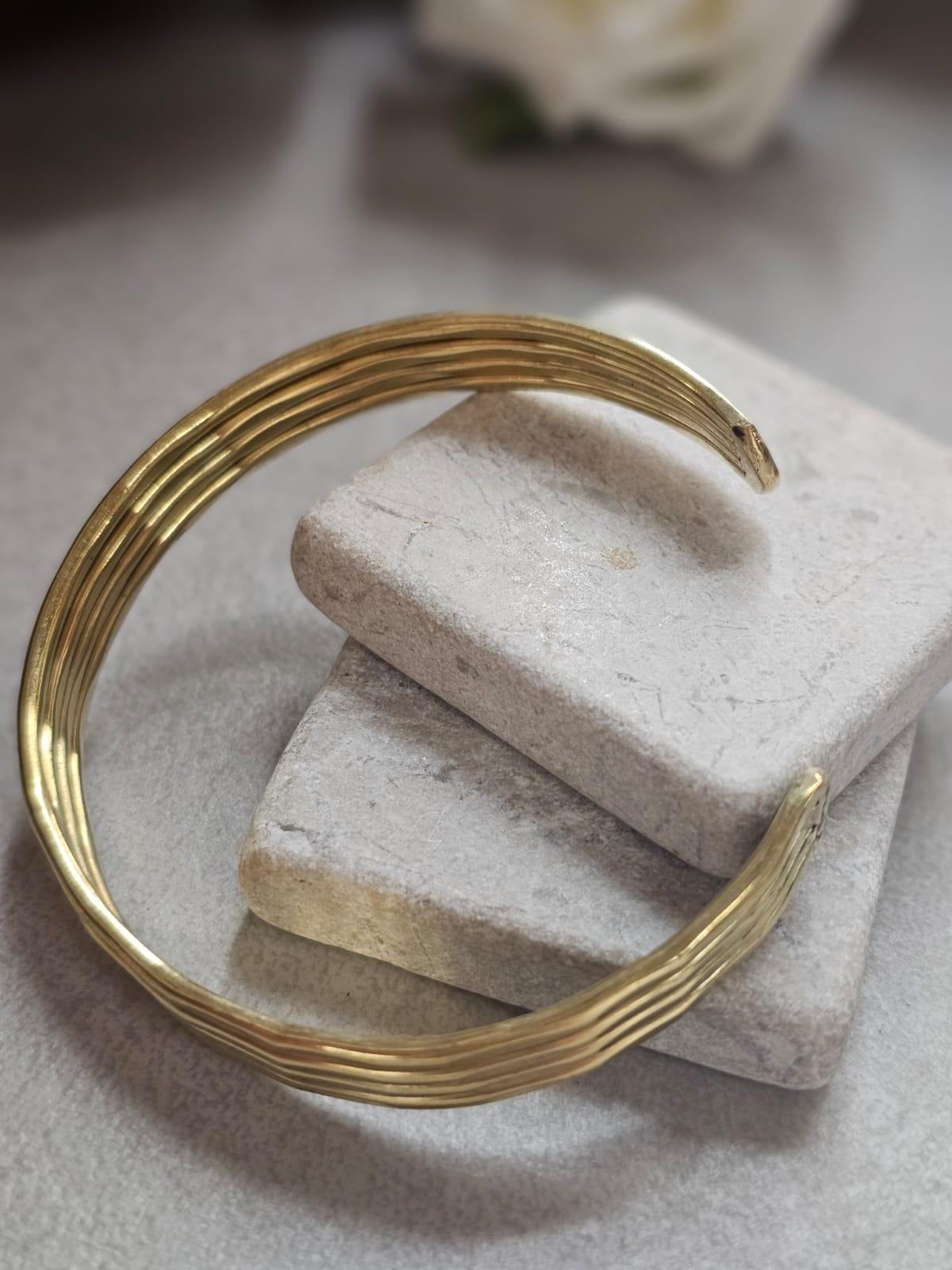Raw Brass Cuff Bracelet, Minimalist Gold Cuff, Adjustable Open Bangle, Layered Stack Bracelet, Boho Jewelry, Gift for Her