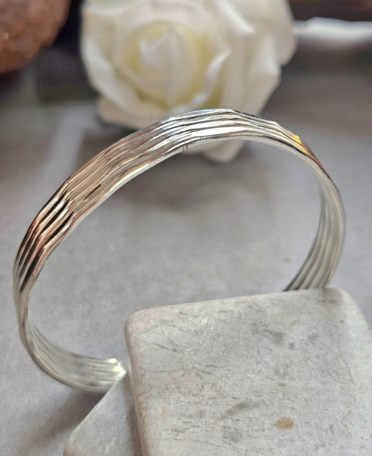 Silver Cuff Bracelet, Minimalist Silver Bangle, Adjustable Open Cuff, Layered Stack Bracelet, Modern Boho Jewellery, Gift for Her