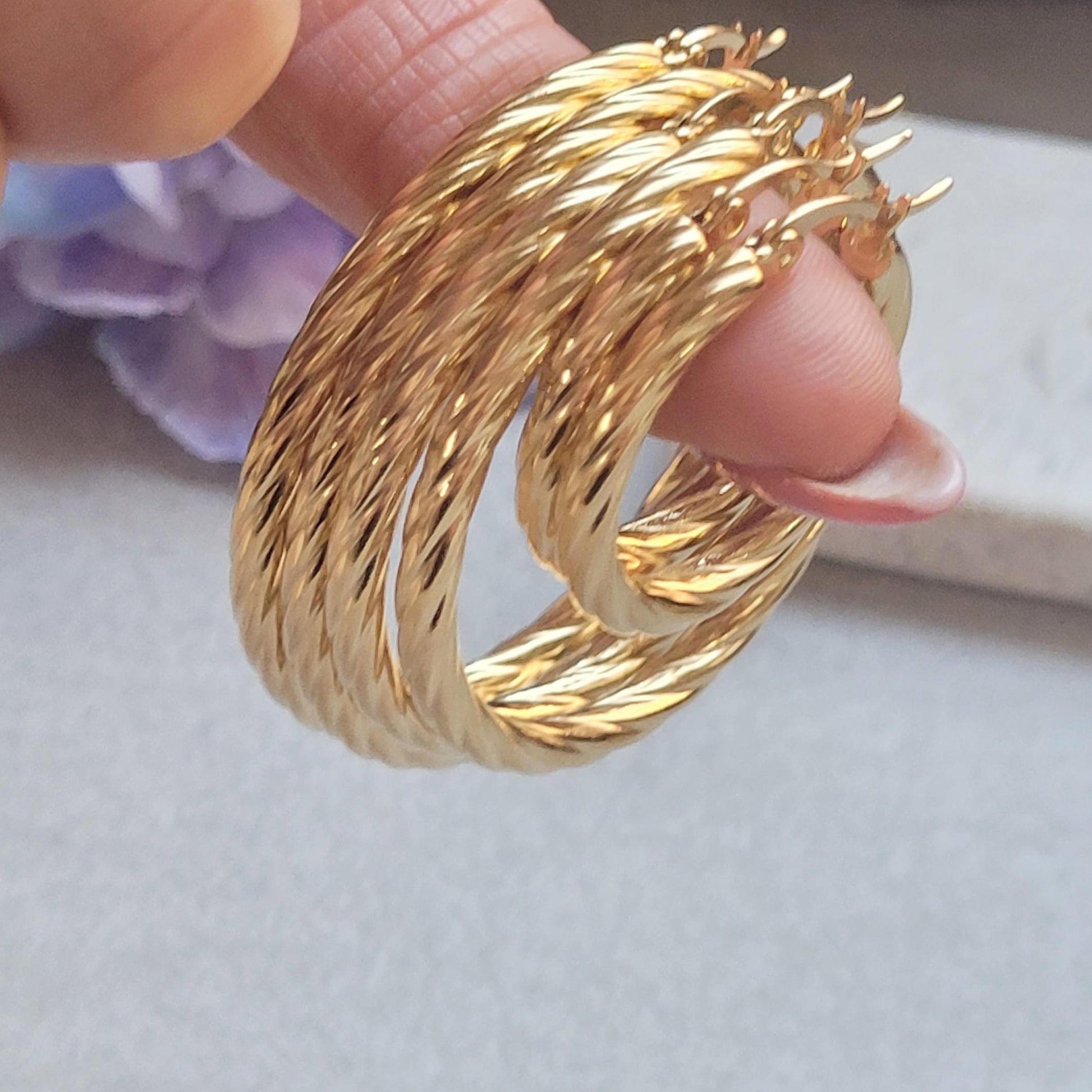 18K Gold Plated Twisted Hoop Earrings, Stainless Steel Waterproof Hoops, Hypoallergenic Jewellery, Tarnish Resistant, Minimalist Gold Earrin