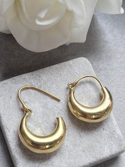 Brass Small Hoop Earrings 2cm, Everyday Gold Tone Hoops, Minimalist Huggie Earrings, Nickel Free Hypoallergenic Jewellery, Simple Daily wear
