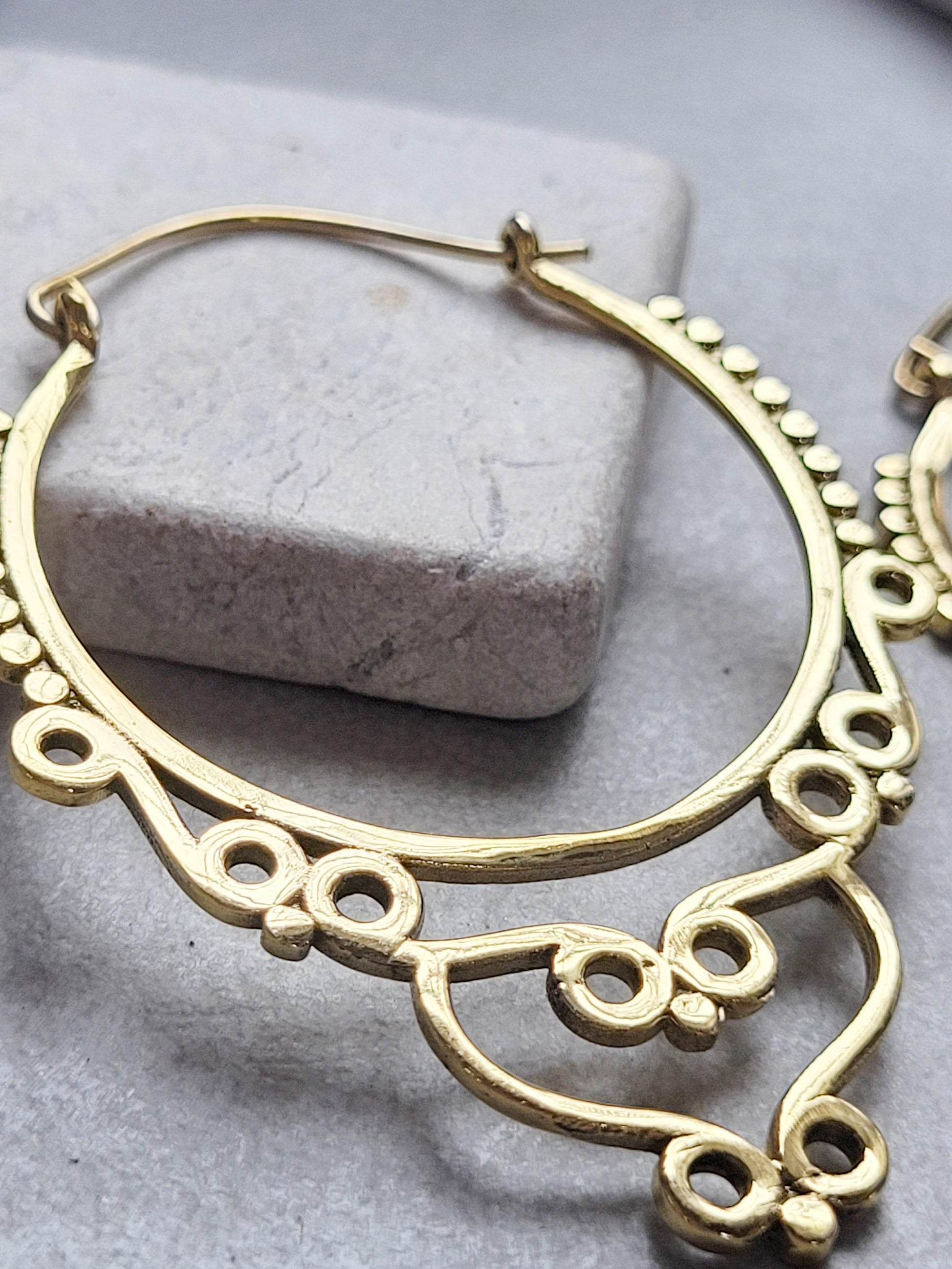 Extra Large Brass Hoop Earrings, Hypoallergenic Lightweight Statement Earrings, Boho Tribal Hoops, Oversized Festival Jewellery, Gift for He