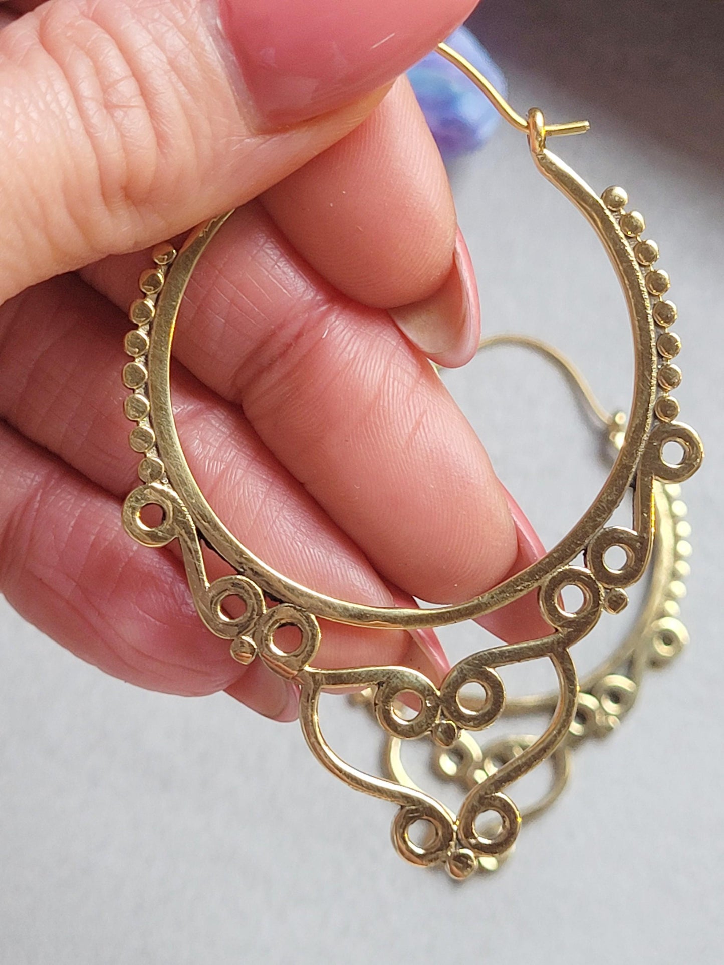 Extra Large Brass Hoop Earrings, Hypoallergenic Lightweight Statement Earrings, Boho Tribal Hoops, Oversized Festival Jewellery, Gift for He