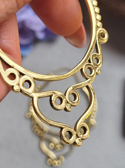 Extra Large Brass Hoop Earrings, Hypoallergenic Lightweight Statement Earrings, Boho Tribal Hoops, Oversized Festival Jewellery, Gift for He