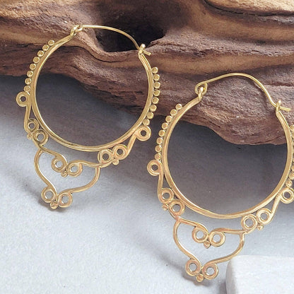 Extra Large Brass Hoop Earrings, Hypoallergenic Lightweight Statement Earrings, Boho Tribal Hoops, Oversized Festival Jewellery, Gift for He