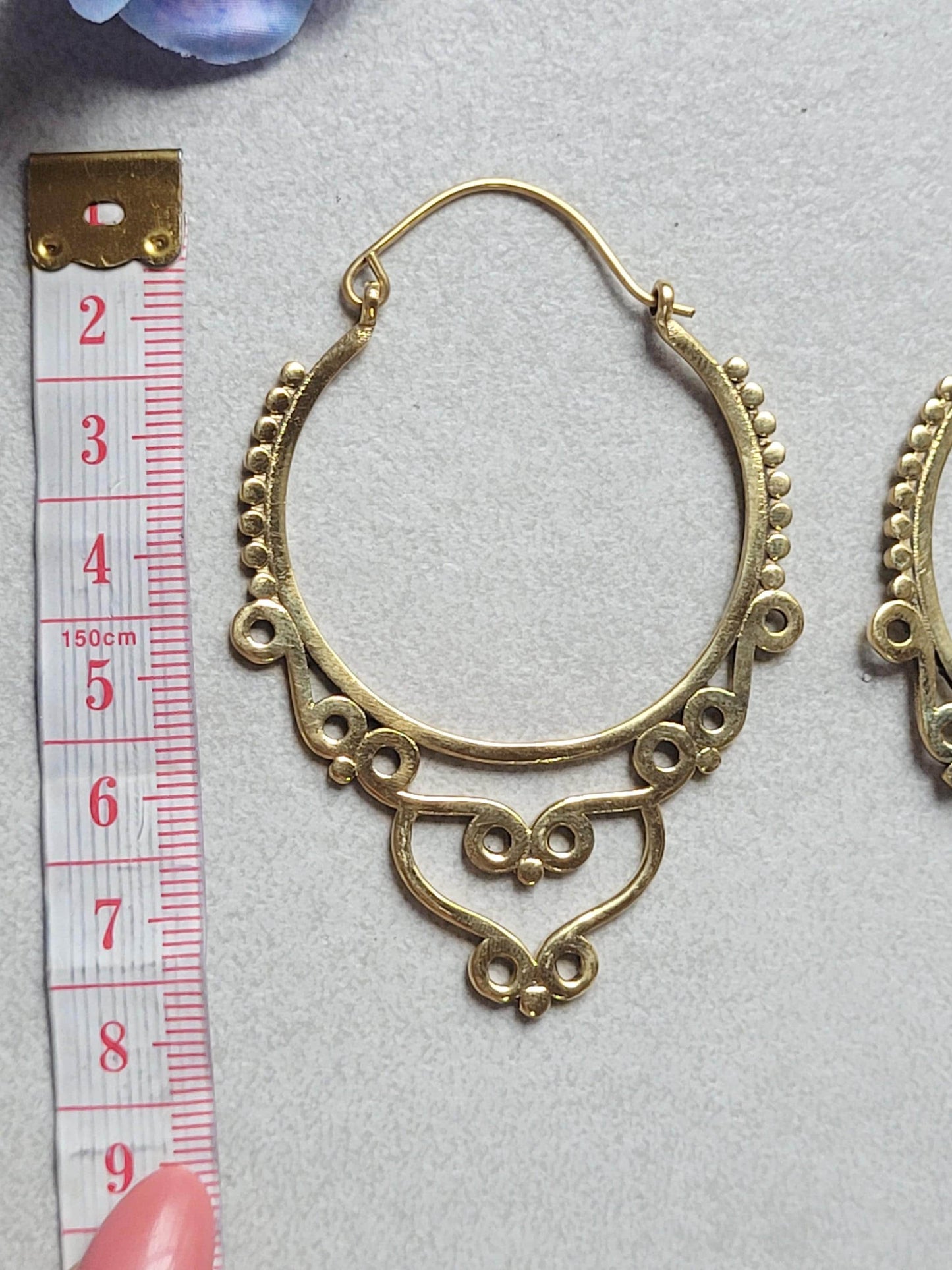 Extra Large Brass Hoop Earrings, Hypoallergenic Lightweight Statement Earrings, Boho Tribal Hoops, Oversized Festival Jewellery, Gift for He