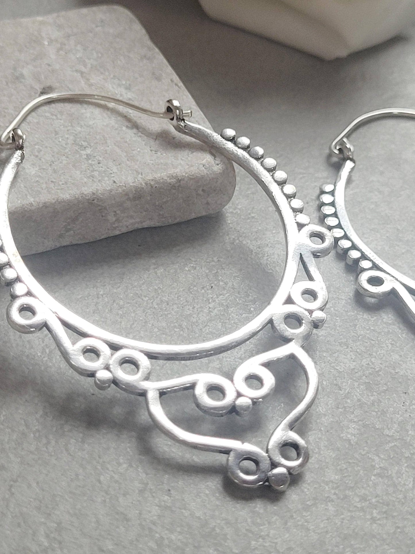 Extra Large Silver Hoop Earrings | Lightweight Silver Plated Statement Hoops | Boho Festival Jewellery | Hypoallergenic Minimalist Earrings