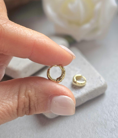 10mm Gold Huggie Hoop Earrings | 18K Gold Plated Small Hoops | Minimal Everyday Earrings | Dainty Waterproof Jewellery Gift for Her