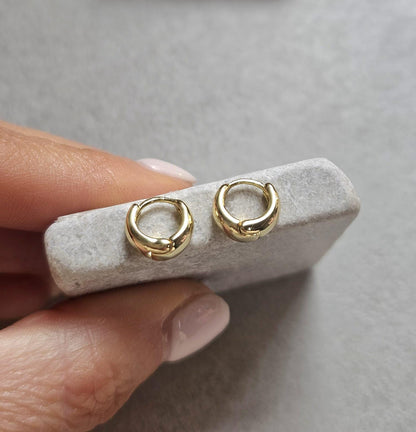 10mm Gold Huggie Hoop Earrings | 18K Gold Plated Small Hoops | Minimal Everyday Earrings | Dainty Waterproof Jewellery Gift for Her