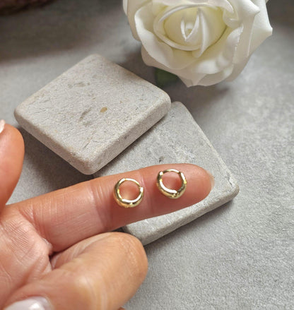 10mm Gold Huggie Hoop Earrings | 18K Gold Plated Small Hoops | Minimal Everyday Earrings | Dainty Waterproof Jewellery Gift for Her