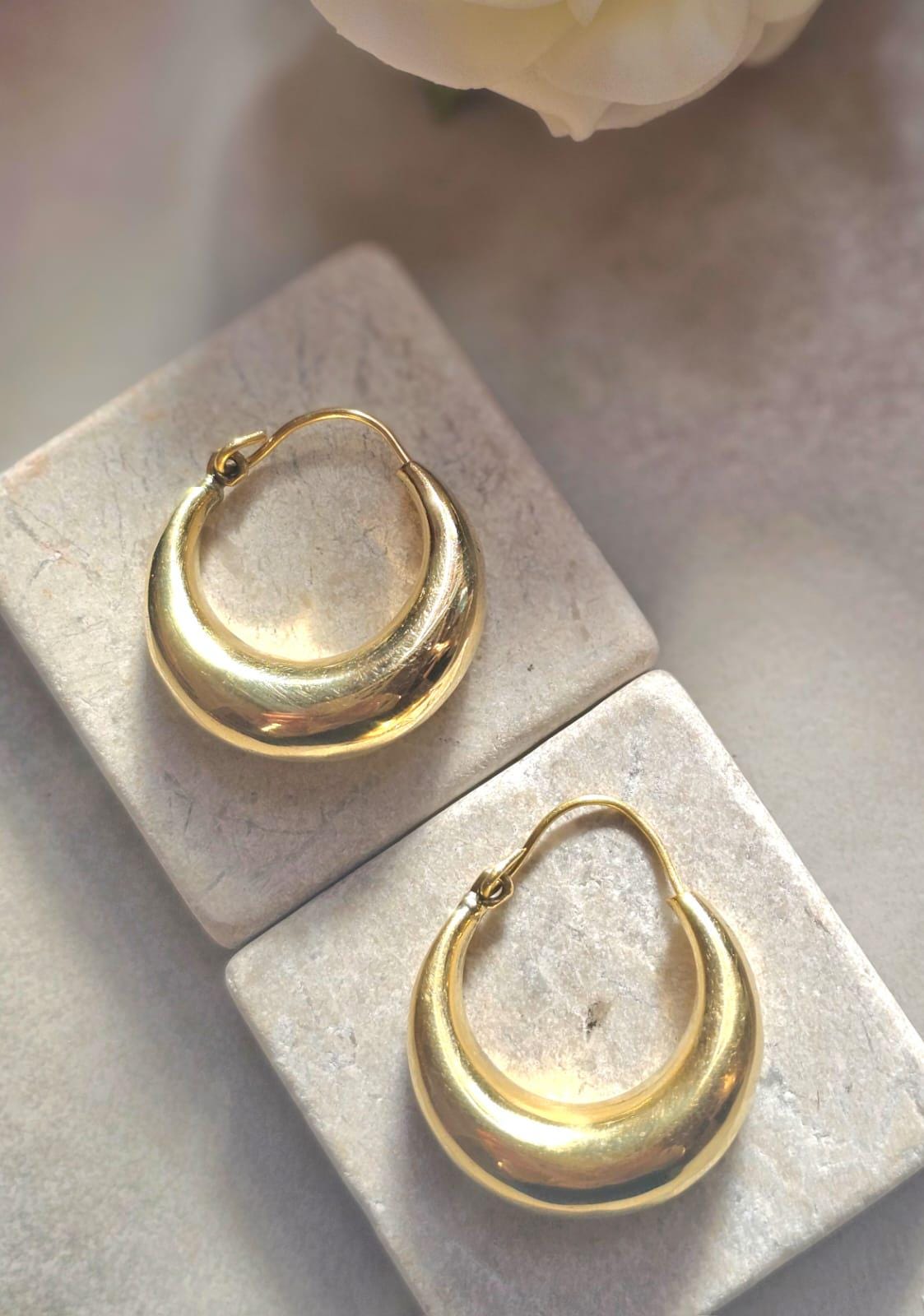 Chunky Brass Hoop Earrings, Raw Brass Hypoallergenic Hoops, Minimalist Gold Hoop Earrings, 3cm hoops, Everyday Modern Jewellery Gift