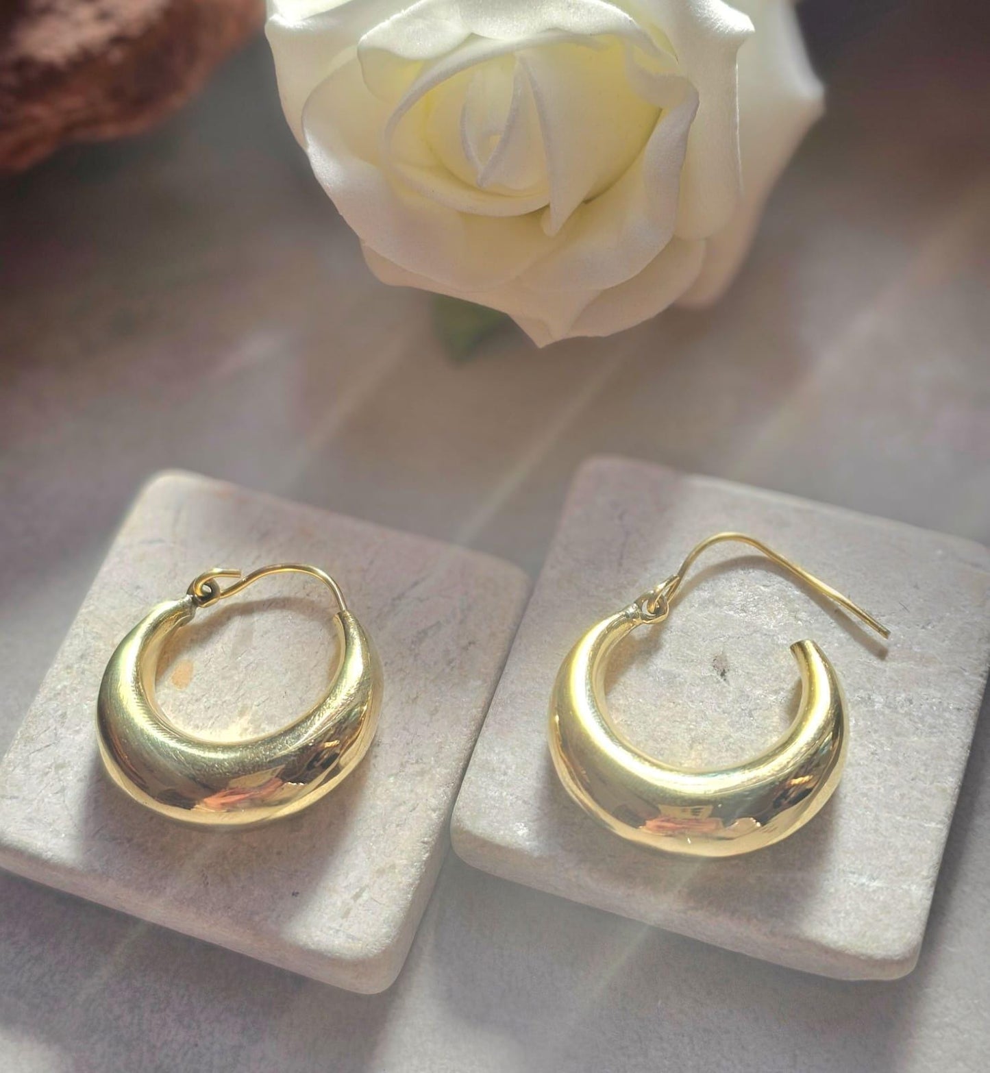 Chunky Brass Hoop Earrings, Raw Brass Hypoallergenic Hoops, Minimalist Gold Hoop Earrings, 3cm hoops, Everyday Modern Jewellery Gift