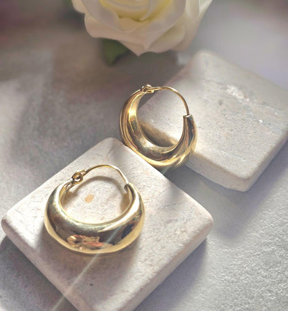 Chunky Brass Hoop Earrings, Raw Brass Hypoallergenic Hoops, Minimalist Gold Hoop Earrings, 3cm hoops, Everyday Modern Jewellery Gift