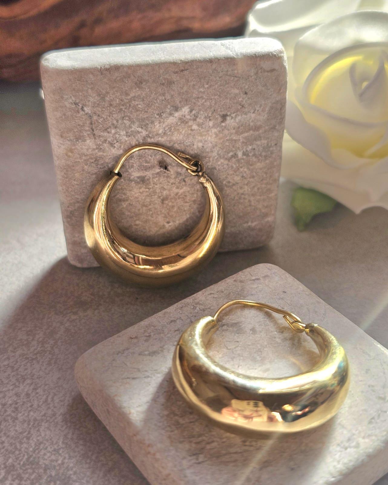 Chunky Brass Hoop Earrings, Raw Brass Hypoallergenic Hoops, Minimalist Gold Hoop Earrings, 3cm hoops, Everyday Modern Jewellery Gift