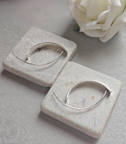 Silver Plated Wide Hoop Earrings | Minimalist Flat Hoops | Lightweight Everyday Jewellery | Modern Statement Earrings | Gift for Her