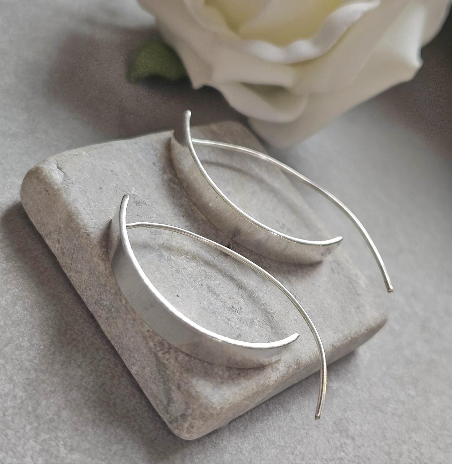 Silver Plated Wide Hoop Earrings | Minimalist Flat Hoops | Lightweight Everyday Jewellery | Modern Statement Earrings | Gift for Her