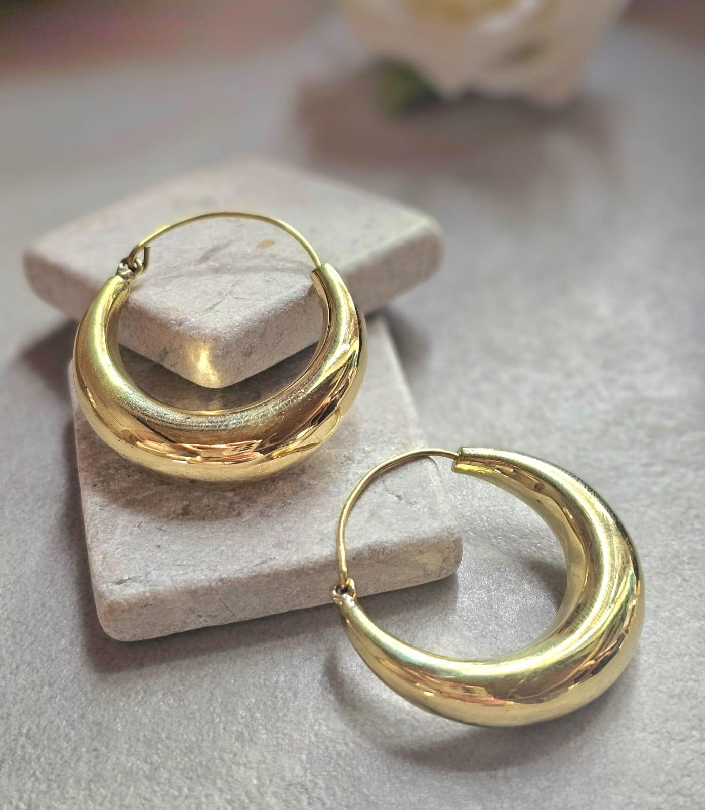 Medium Gold Hoop Earrings 4cm, Thick Brass Hoops, Hypoallergenic Statement Earrings, Bold Minimalist Gold Hoops,Jewellery Gift for