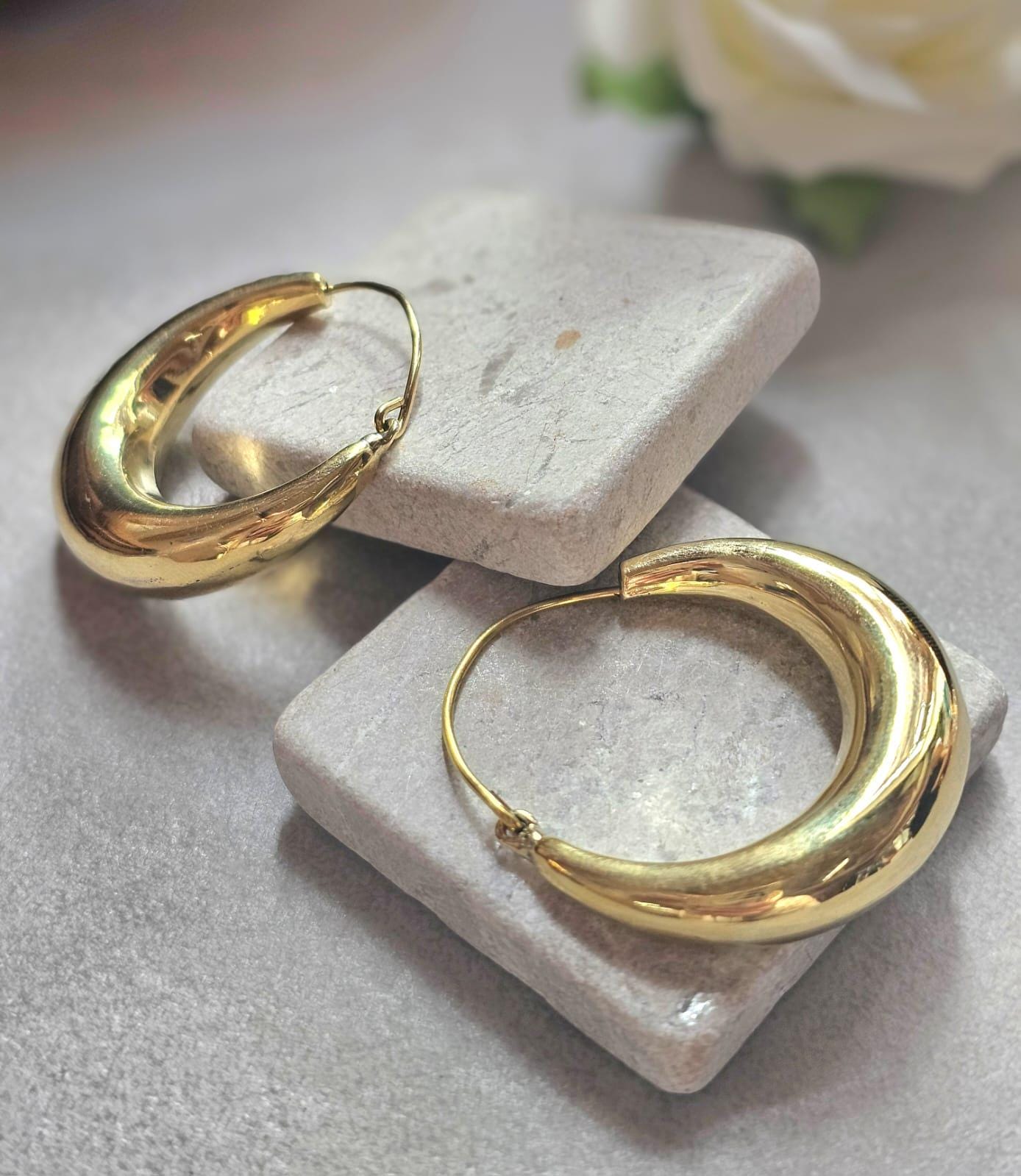 Medium Gold Hoop Earrings 4cm, Thick Brass Hoops, Hypoallergenic Statement Earrings, Bold Minimalist Gold Hoops,Jewellery Gift for