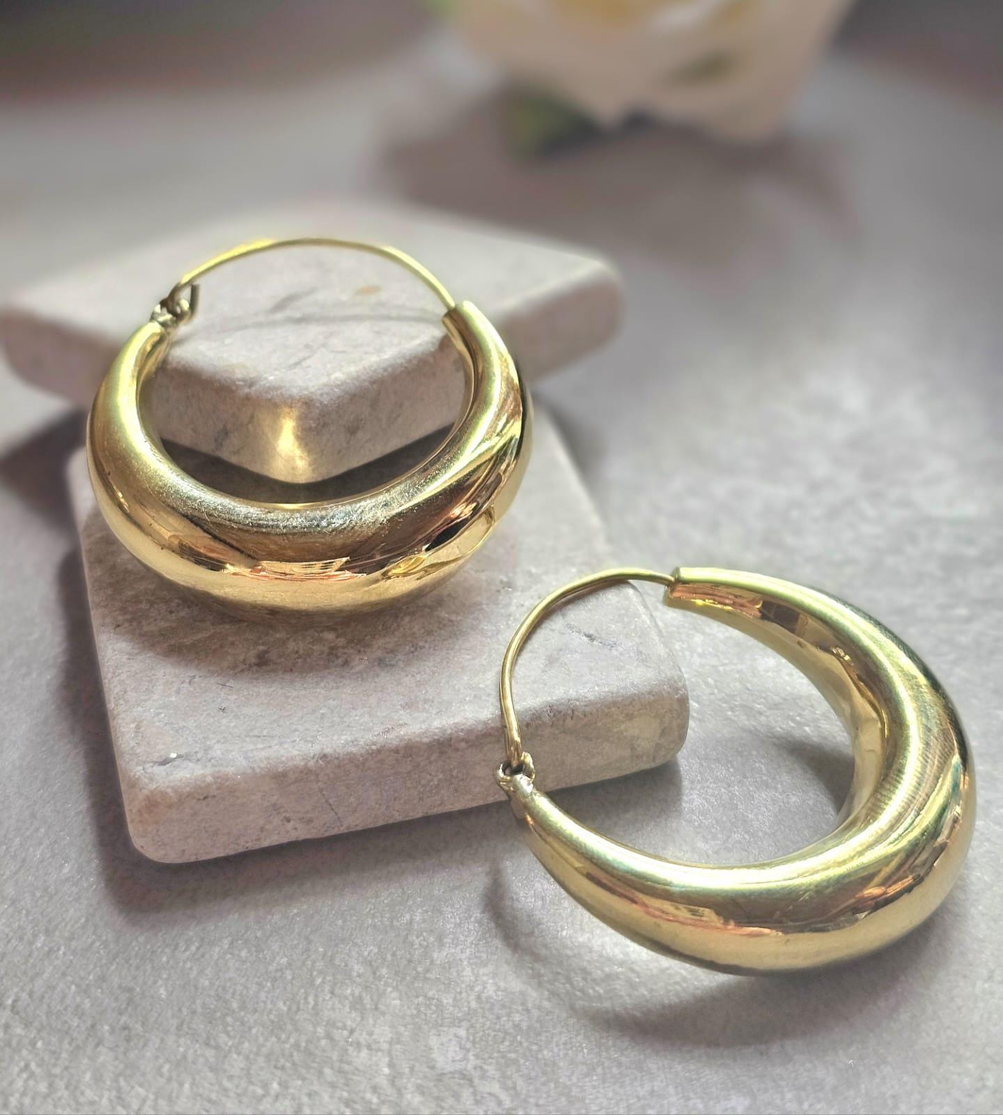Medium Gold Hoop Earrings 4cm, Thick Brass Hoops, Hypoallergenic Statement Earrings, Bold Minimalist Gold Hoops,Jewellery Gift for
