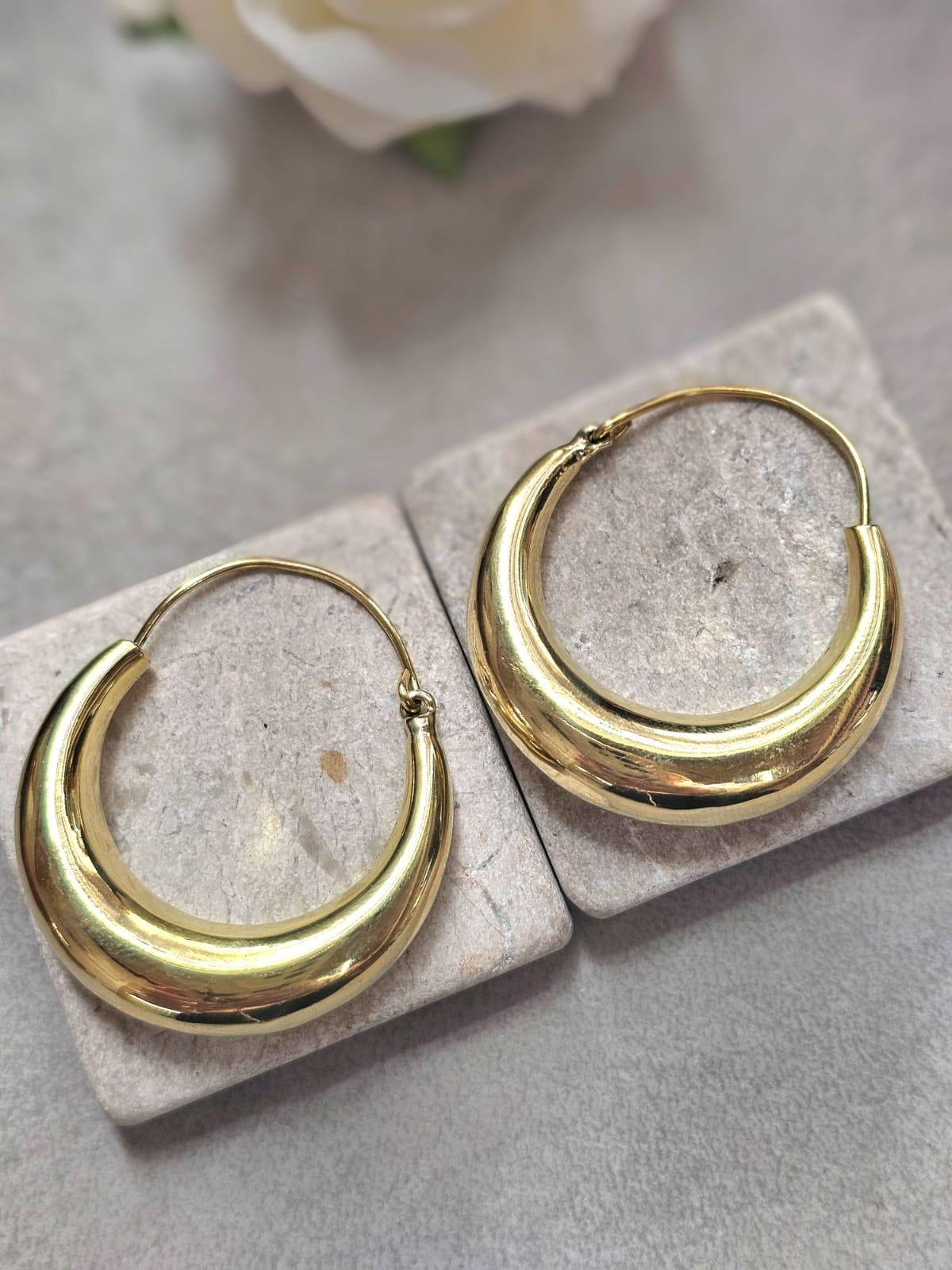 Medium Gold Hoop Earrings 4cm, Thick Brass Hoops, Hypoallergenic Statement Earrings, Bold Minimalist Gold Hoops,Jewellery Gift for