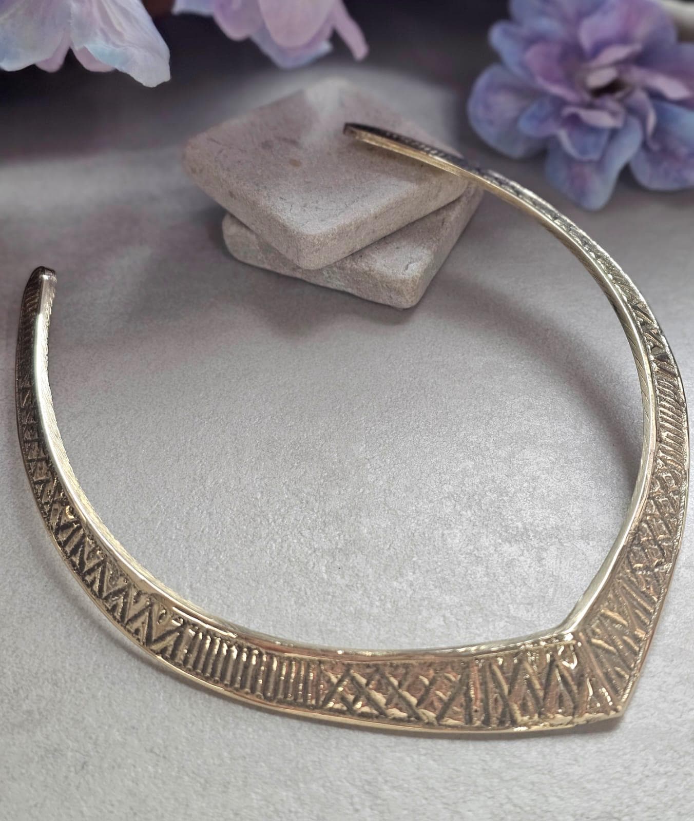 Raw Brass Engraved Choker Necklace, Boho Statement Collar Necklace, Tribal Geometric Brass Choker, Adjustable Minimalist Jewellery, Gift for