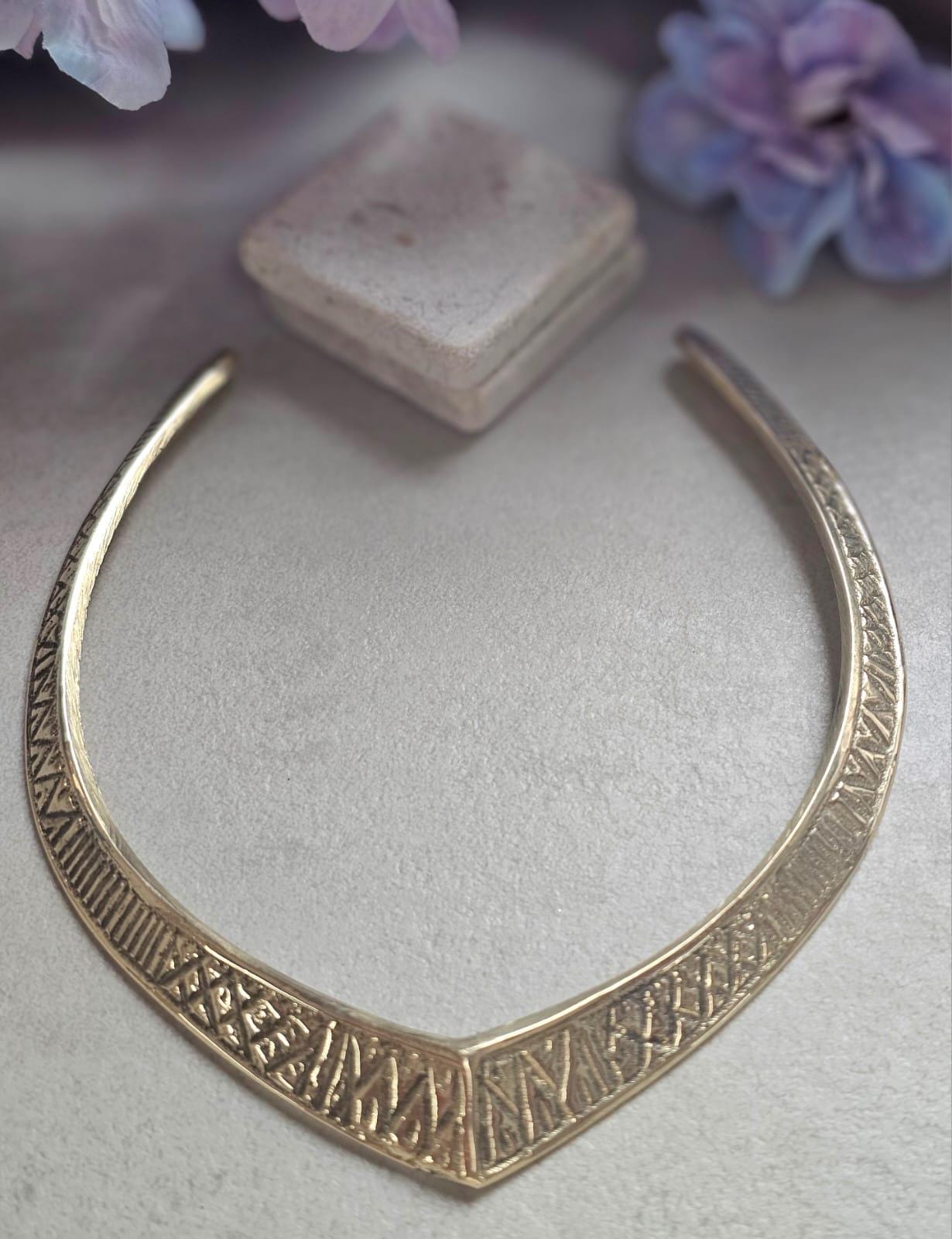 Raw Brass Engraved Choker Necklace, Boho Statement Collar Necklace, Tribal Geometric Brass Choker, Adjustable Minimalist Jewellery, Gift for