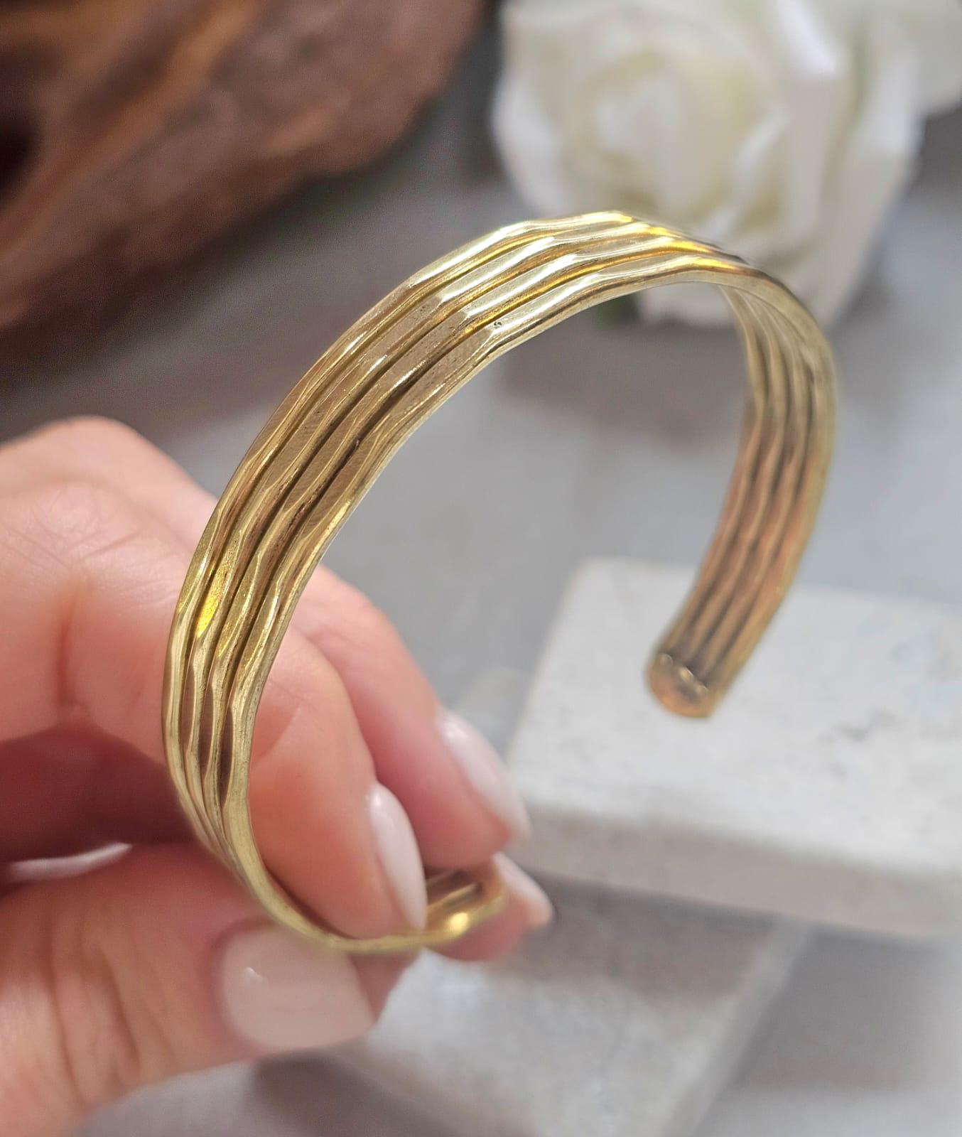 Raw Brass Cuff Bracelet, Minimalist Gold Cuff, Adjustable Open Bangle, Layered Stack Bracelet, Boho Jewelry, Gift for Her