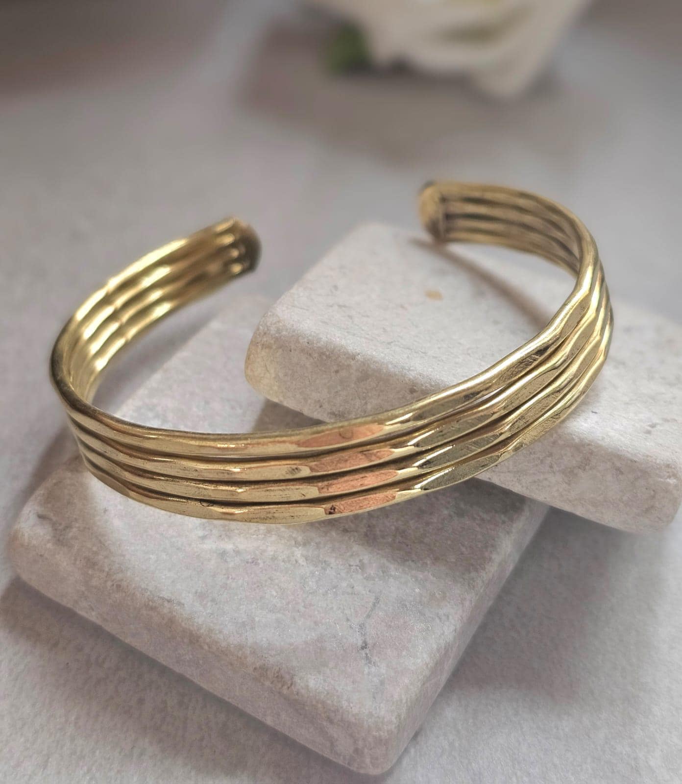 Raw Brass Cuff Bracelet, Minimalist Gold Cuff, Adjustable Open Bangle, Layered Stack Bracelet, Boho Jewelry, Gift for Her