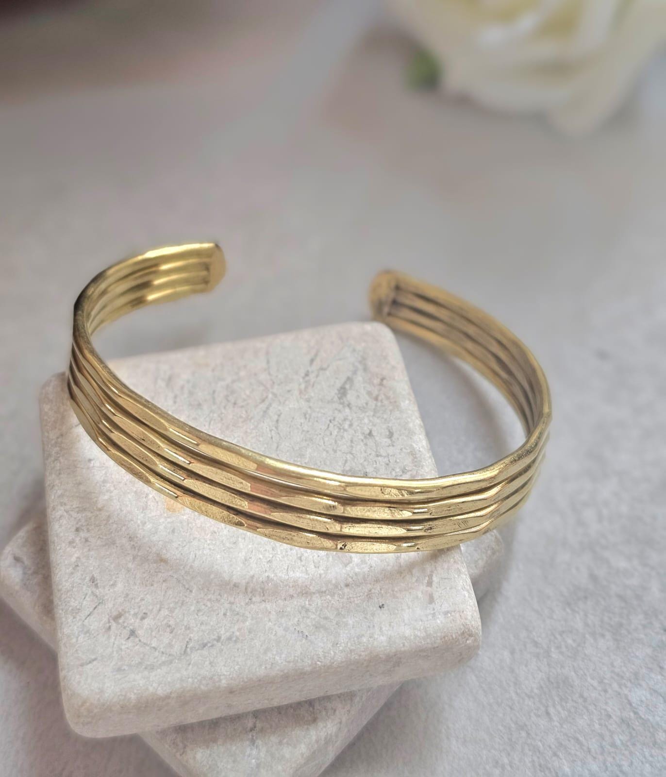 Raw Brass Cuff Bracelet, Minimalist Gold Cuff, Adjustable Open Bangle, Layered Stack Bracelet, Boho Jewelry, Gift for Her