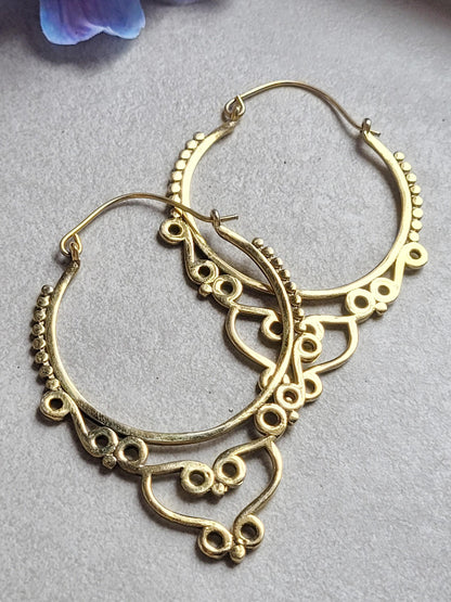 Extra Large Brass Hoop Earrings, Hypoallergenic Lightweight Statement Earrings, Boho Tribal Hoops, Oversized Festival Jewellery, Gift for He
