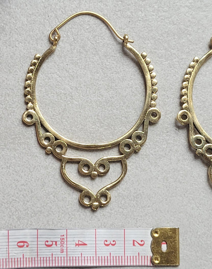 Extra Large Brass Hoop Earrings, Hypoallergenic Lightweight Statement Earrings, Boho Tribal Hoops, Oversized Festival Jewellery, Gift for He
