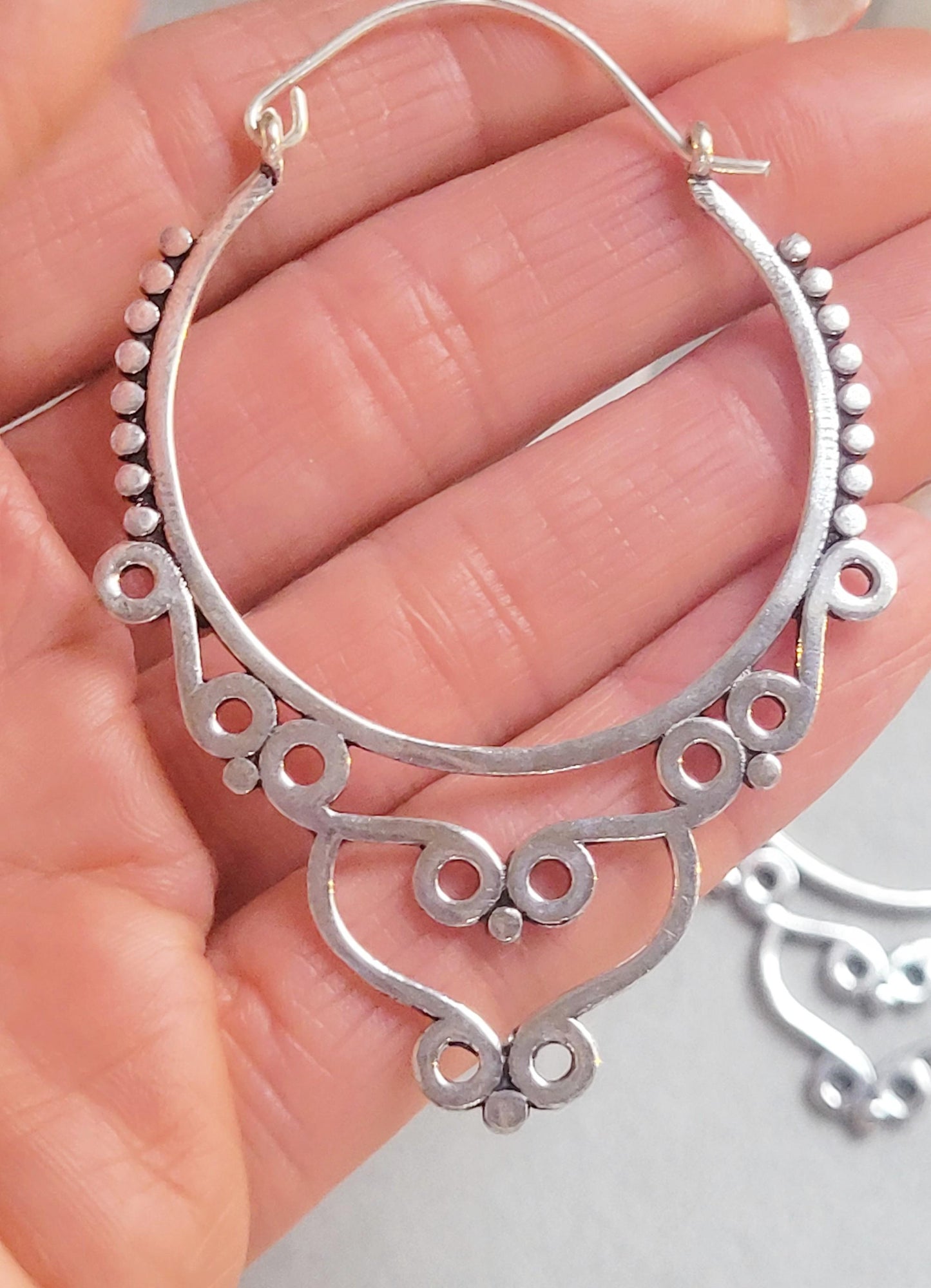 Extra Large Silver Hoop Earrings | Lightweight Silver Plated Statement Hoops | Boho Festival Jewellery | Hypoallergenic Minimalist Earrings