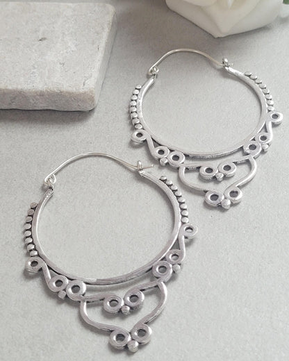 Extra Large Silver Hoop Earrings | Lightweight Silver Plated Statement Hoops | Boho Festival Jewellery | Hypoallergenic Minimalist Earrings