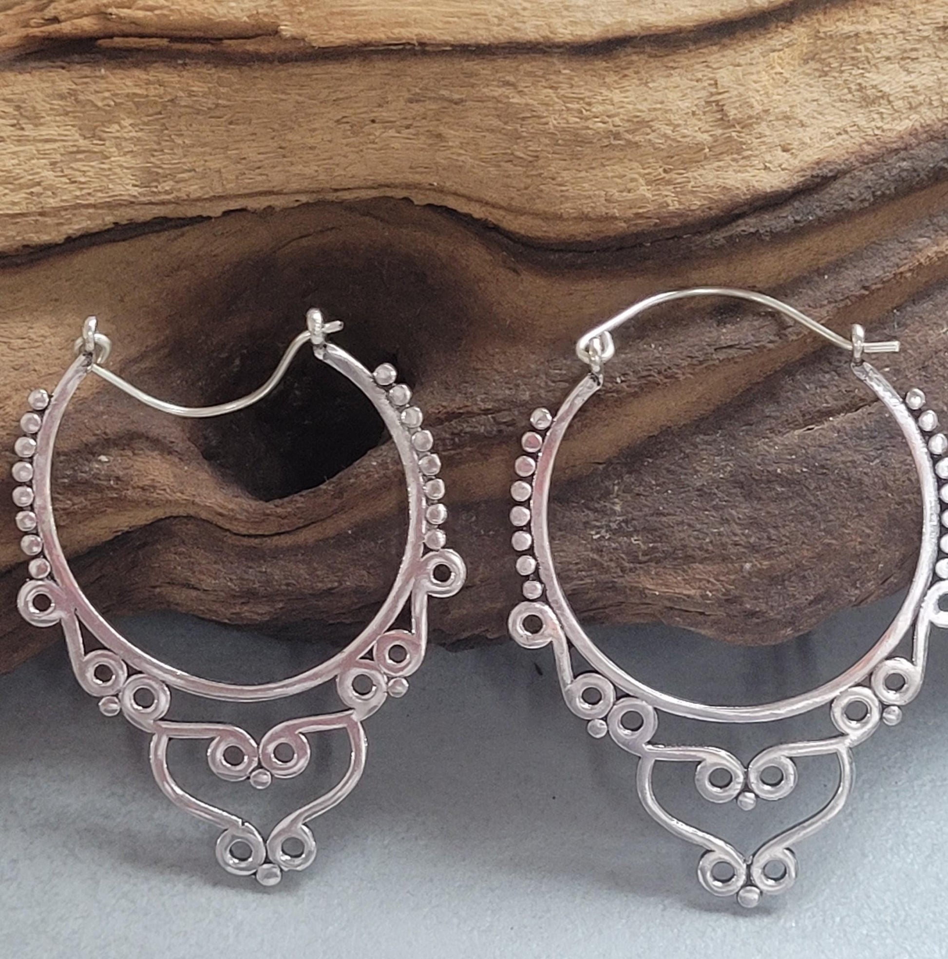 Extra Large Silver Hoop Earrings | Lightweight Silver Plated Statement Hoops | Boho Festival Jewellery | Hypoallergenic Minimalist Earrings