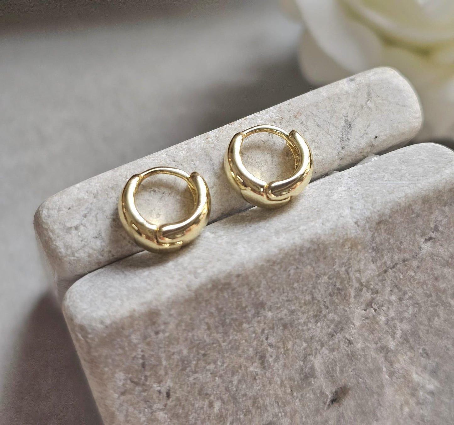 10mm Gold Huggie Hoop Earrings | 18K Gold Plated Small Hoops | Minimal Everyday Earrings | Dainty Waterproof Jewellery Gift for Her
