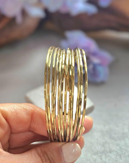 Gold Brass Multi Strand Cuff Bracelet, Chunky Layered Bangle, Statement Open Cuff, Boho Minimalist Jewellery, Adjustable Wrist Bracelet