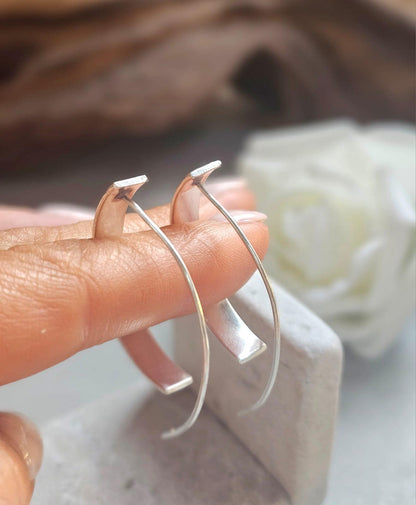 Silver Plated Wide Hoop Earrings | Minimalist Flat Hoops | Lightweight Everyday Jewellery | Modern Statement Earrings | Gift for Her