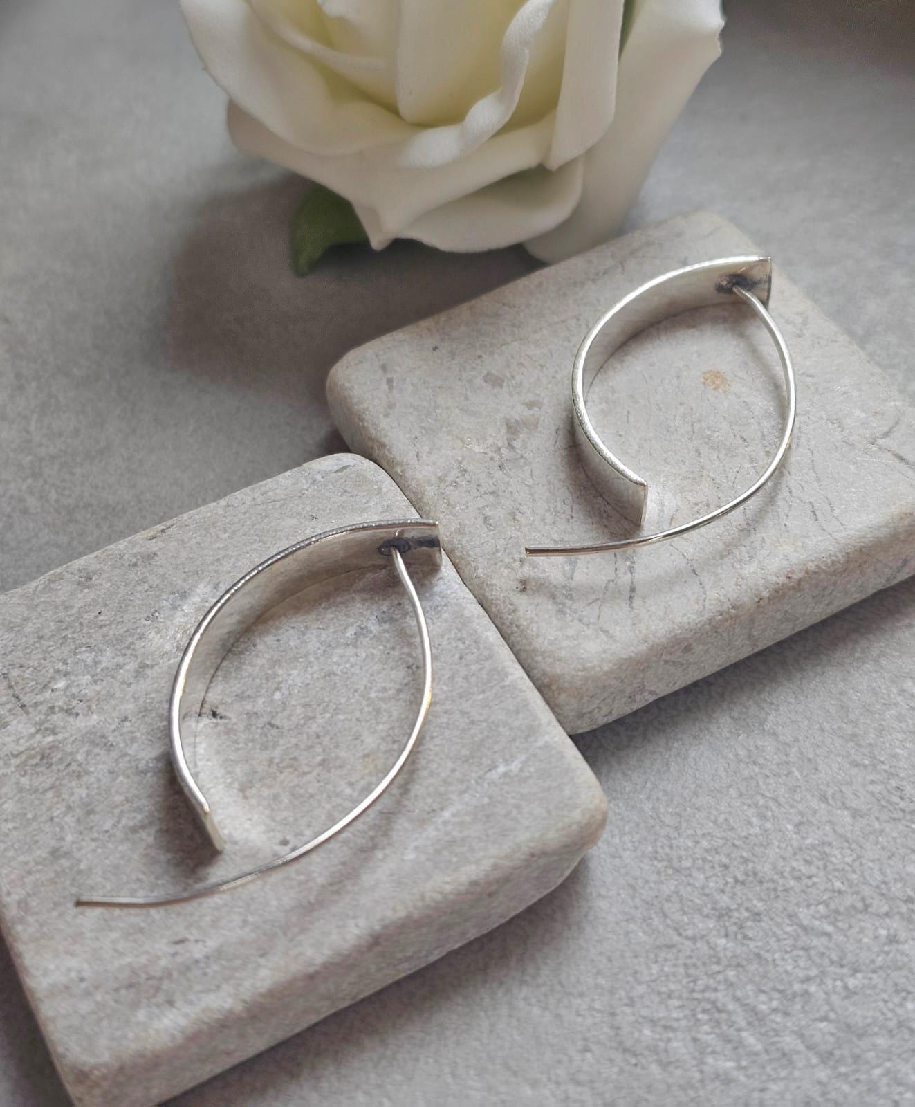 Silver Plated Wide Hoop Earrings | Minimalist Flat Hoops | Lightweight Everyday Jewellery | Modern Statement Earrings | Gift for Her