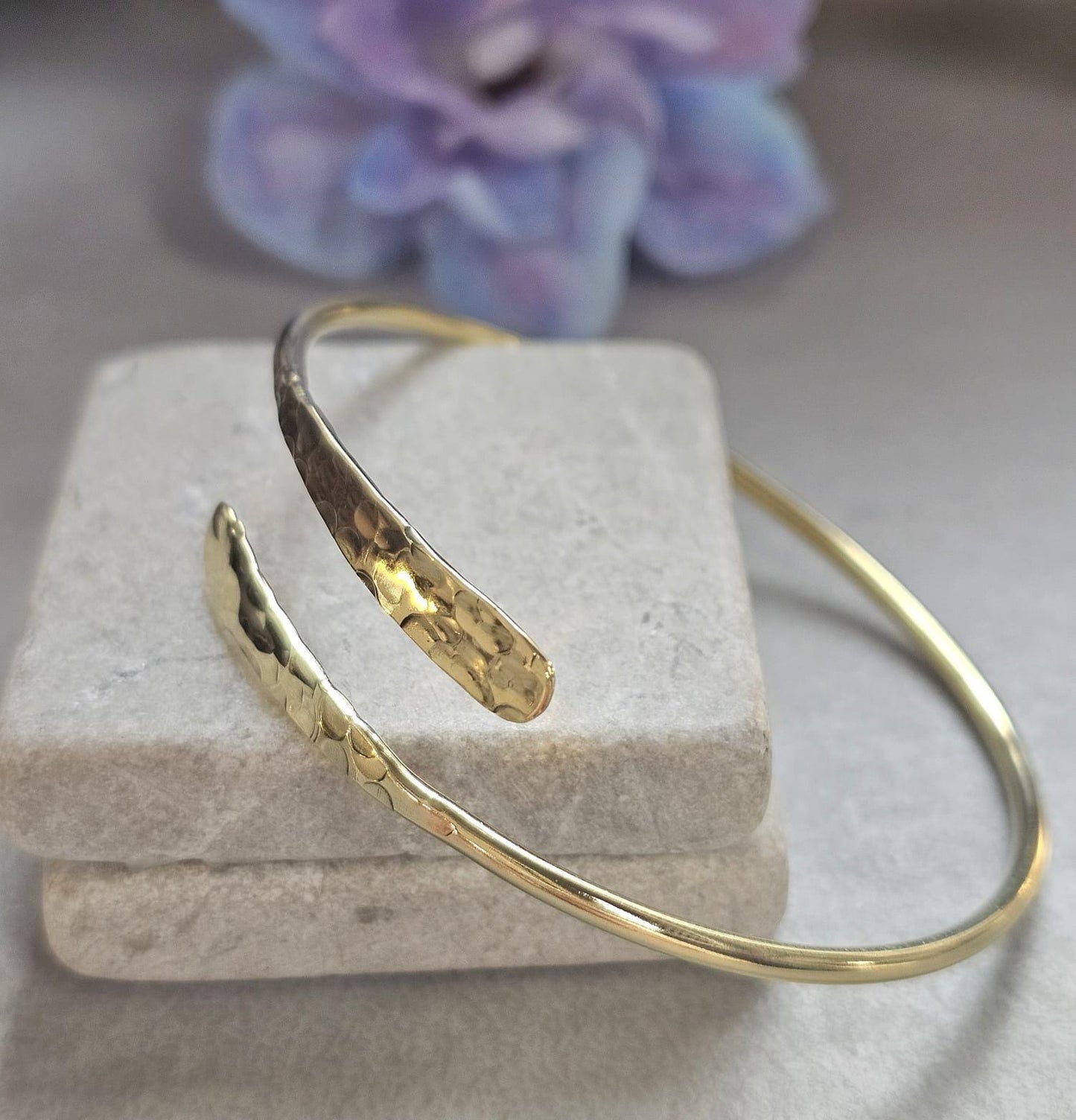 Hammered Brass Cuff Bracelet, Adjustable Open Bangle, Minimalist Gold Tone Bracelet, Nickel Free Hypoallergenic Jewelry, Gift for Her