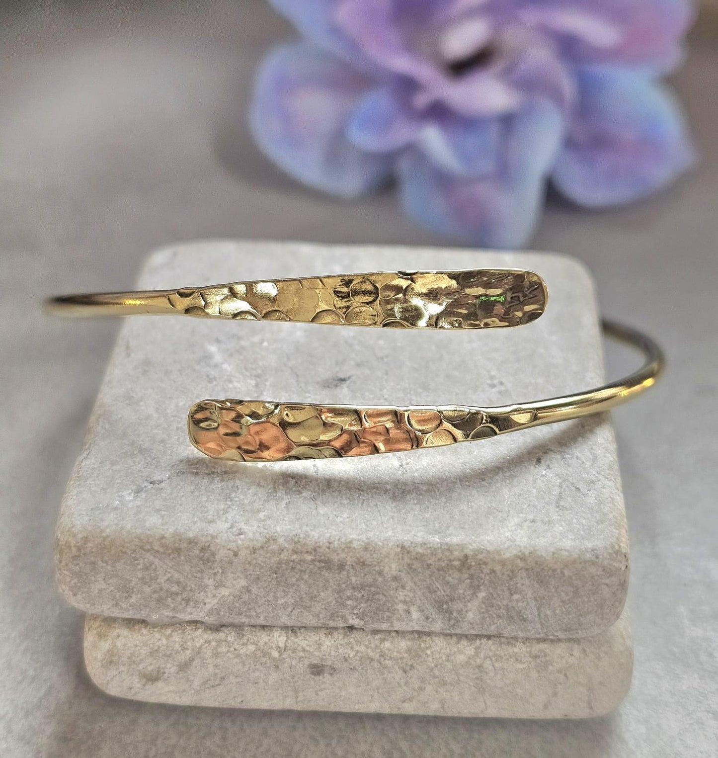 Hammered Brass Cuff Bracelet, Adjustable Open Bangle, Minimalist Gold Tone Bracelet, Nickel Free Hypoallergenic Jewelry, Gift for Her