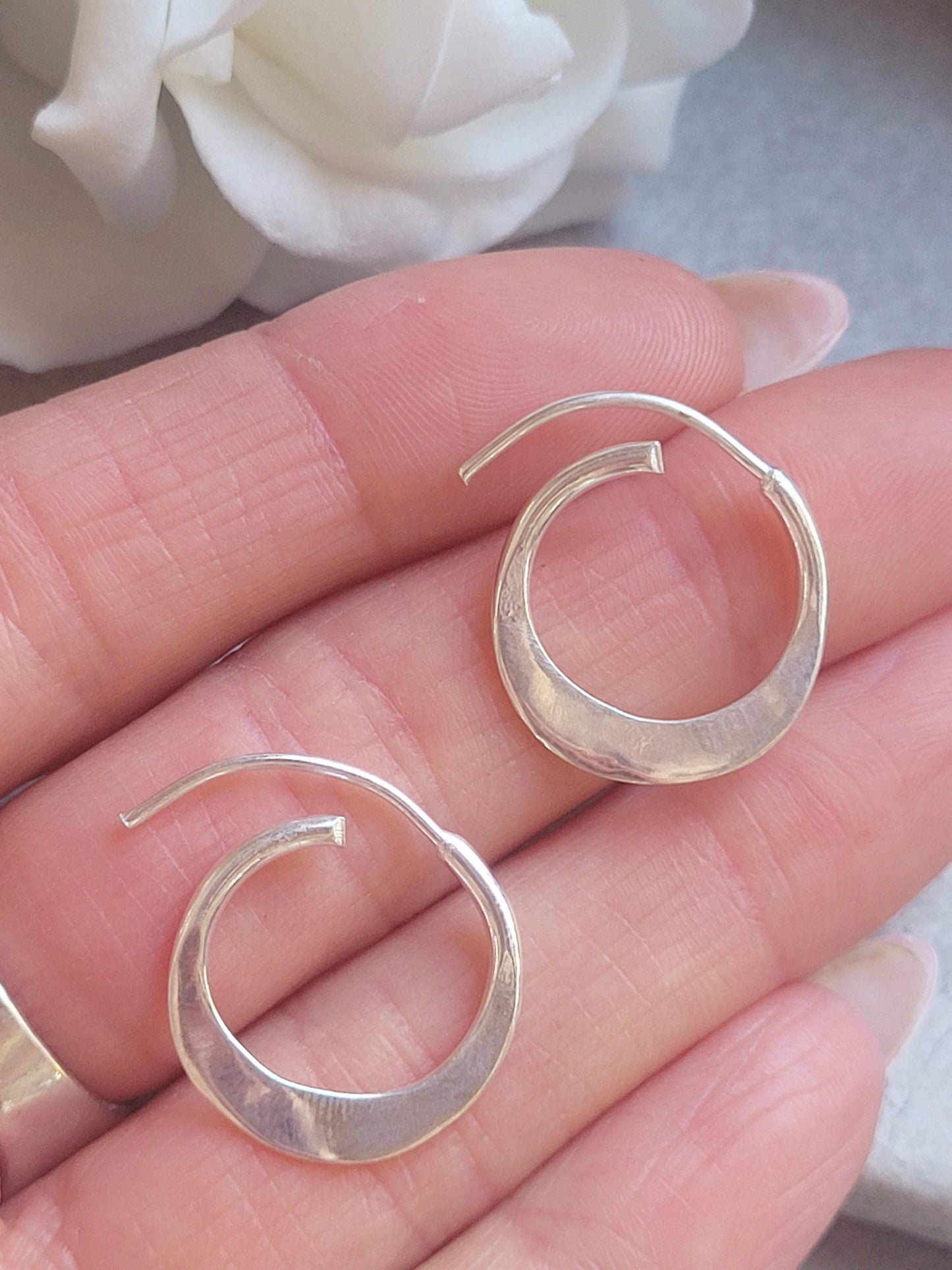 Silver Plated Hammered Hoop Earrings – 2cm | Minimalist Silver Hoops | Nickel Free, Lead Free, Hypoallergenic Jewellery