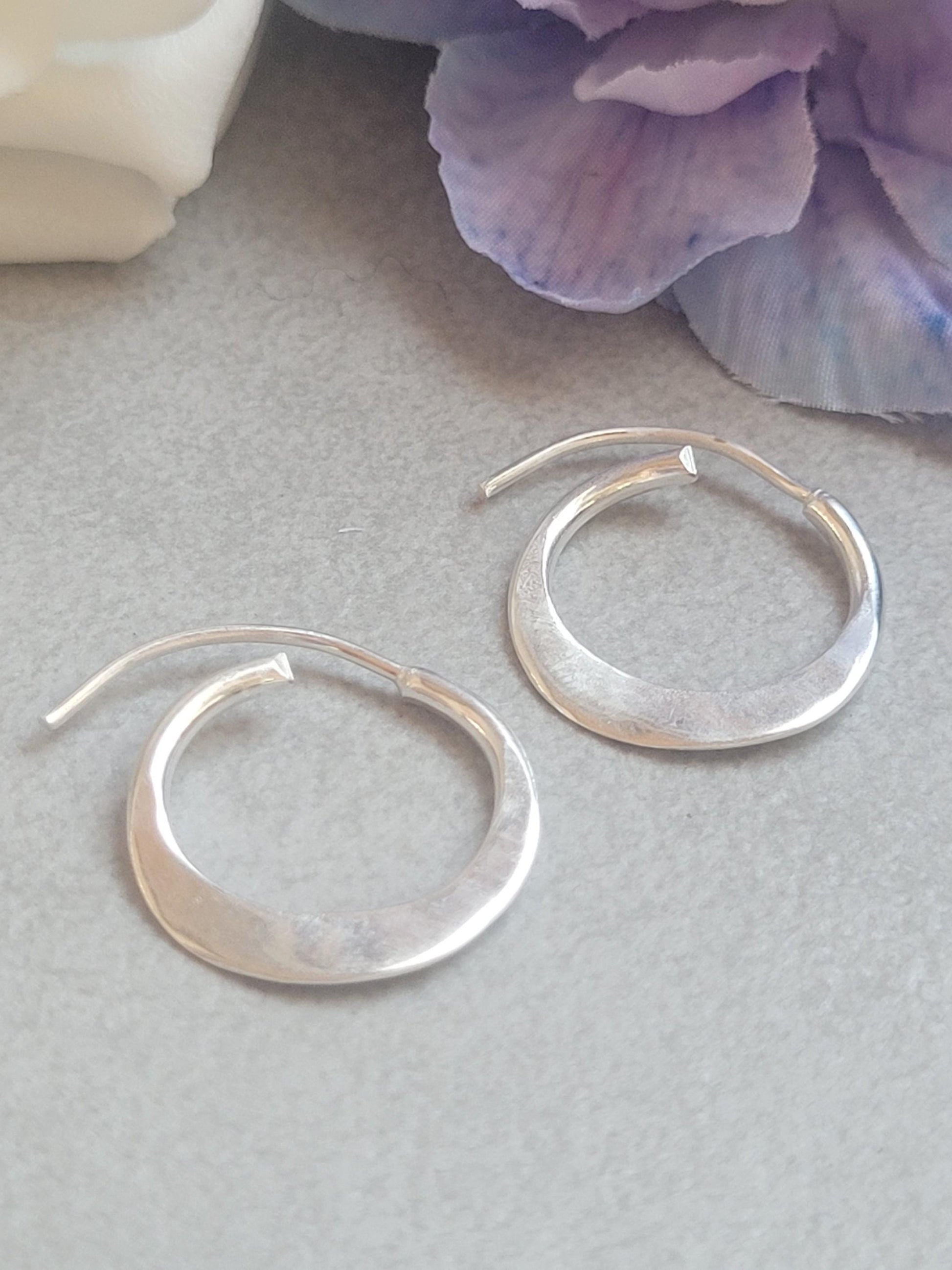 Silver Plated Hammered Hoop Earrings – 2cm | Minimalist Silver Hoops | Nickel Free, Lead Free, Hypoallergenic Jewellery