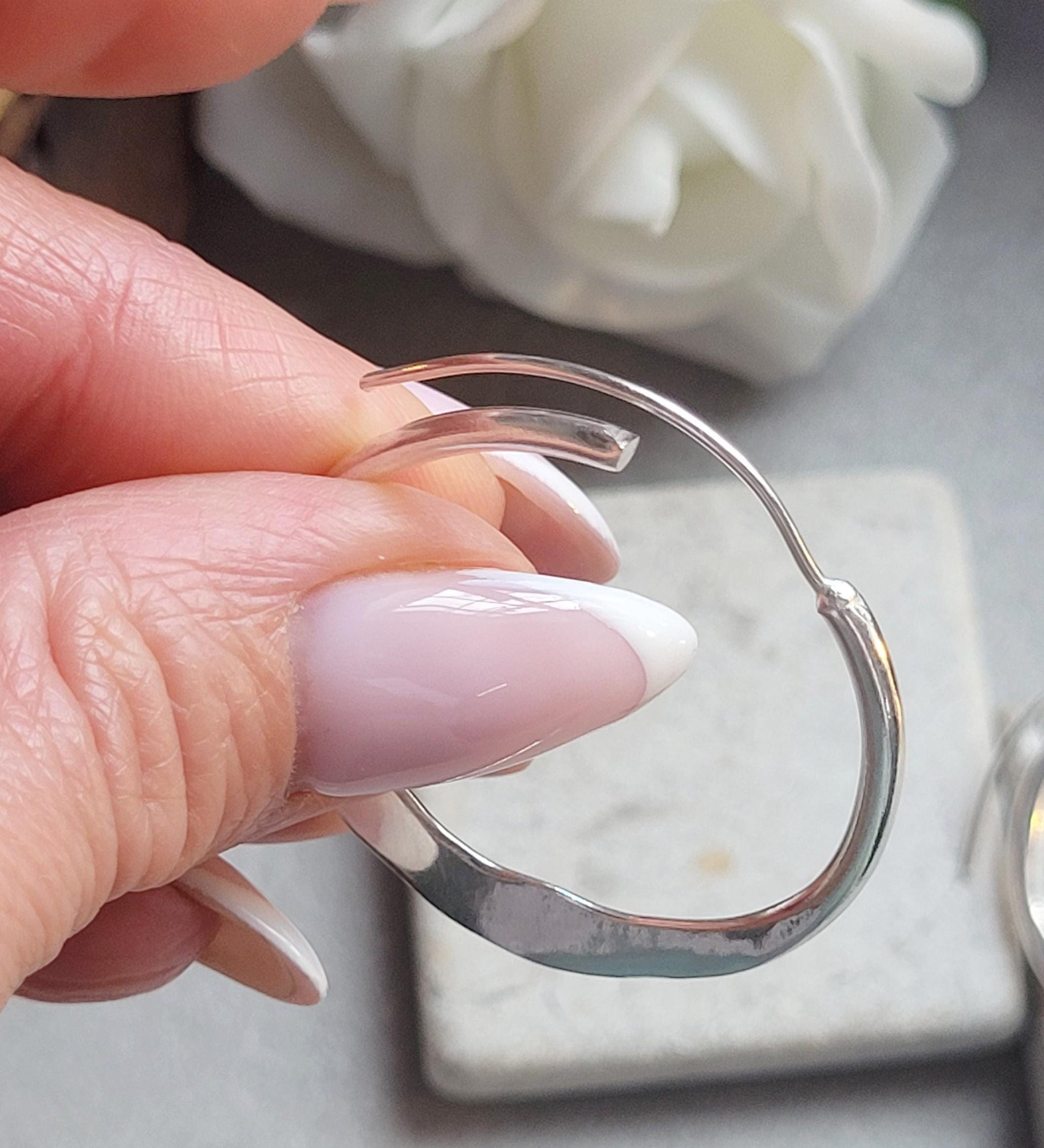 3.5cm Silver Hoop Earrings | Textured Silver Plated Hoops | Elegant Lightweight Hoops | Everyday Jewellery | Nickel Free /Festival jewellery