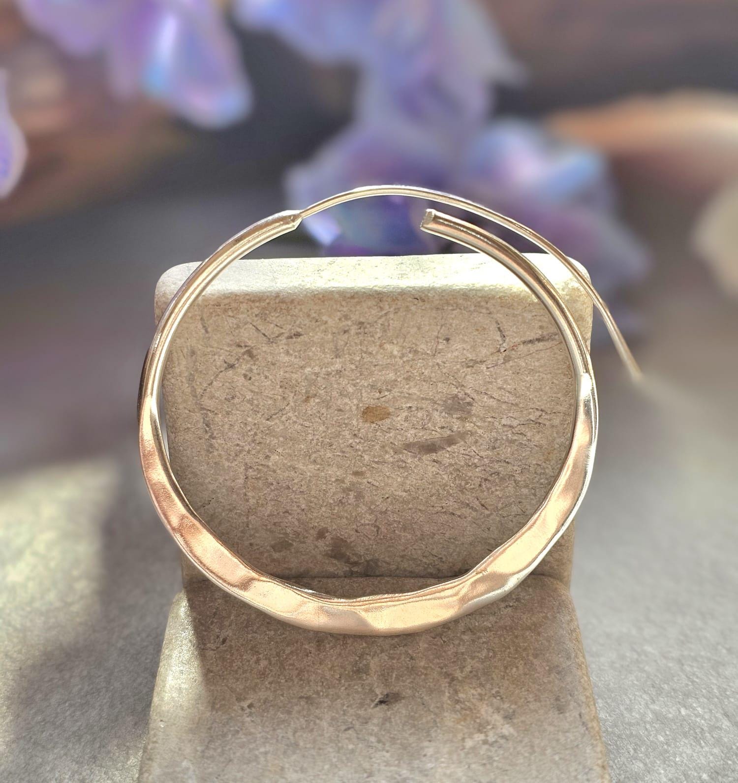 Statement Silver Hoop Earrings 5cm | Hammered Effect Silver Plated Hoops | Lightweight Bold Earrings | Modern Jewellery | Nickel Free